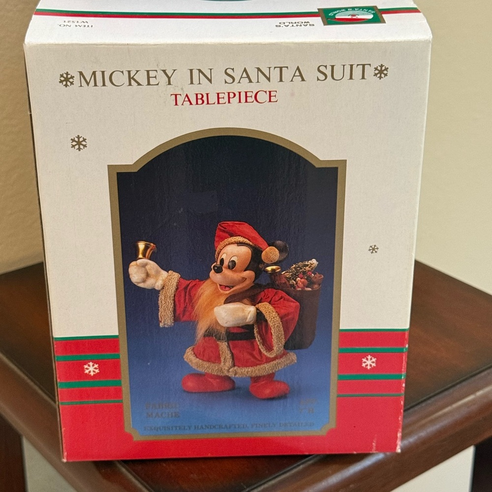 Vintage-The Walt Disney Company “Mickey In Santa Suit” Tablepiece by Kurt Adler